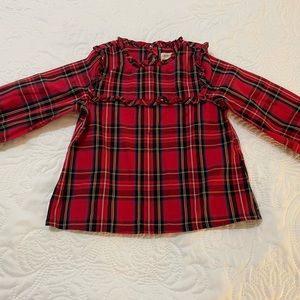 LIKE NEW J. Crew (Crew Cuts) Girl’s Royal Stewart Tartan long sleeve blouse 3T